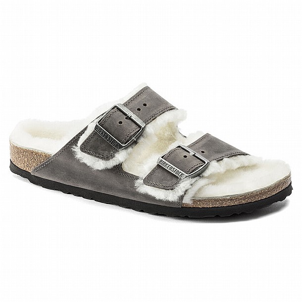 Birkenstock Arizona Shearling Grey Leather ���������� ������� ��� ���� ����� 