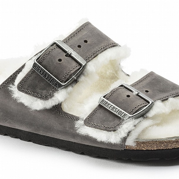 Birkenstock Arizona Shearling Grey Leather ���������� ������� ��� ���� ����� 