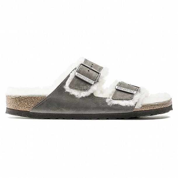 Birkenstock Arizona Shearling Grey Leather ���������� ������� ��� ���� ����� 