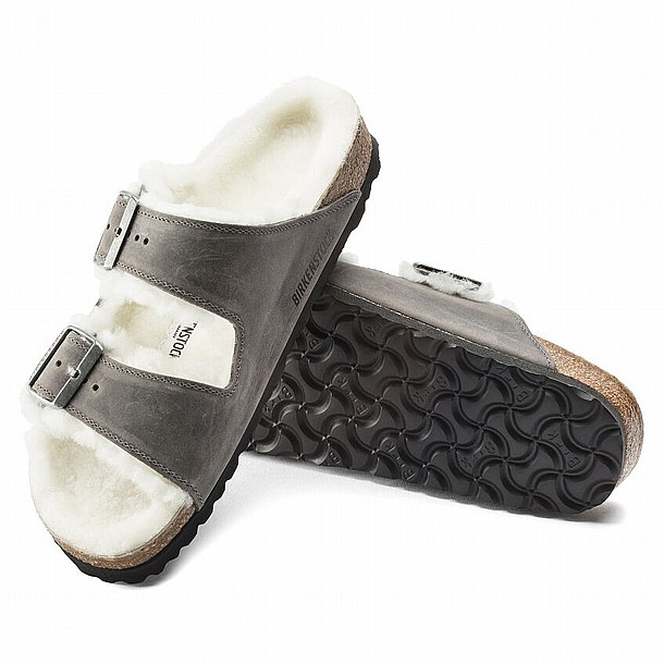 Birkenstock Arizona Shearling Grey Leather ���������� ������� ��� ���� ����� 