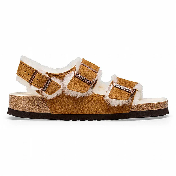 ����� ��������� ������� ����� � Birkenstock Arizona Big Buckle Shearling Cognac