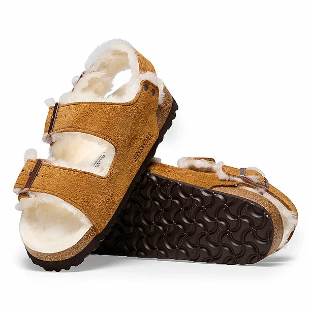 ����� ��������� ������� ����� � Birkenstock Arizona Big Buckle Shearling Cognac
