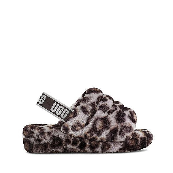 ������ UGG Fluff Yeah Slide Panther Print Stormy Grey-  ����� ���� 