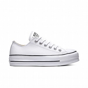 CONVERSE All-Star CHUCK TAYLOR ALL STAR LEATHER PLATFORM -אולסטאר פלטפורמה עור לבן CONVERSE All-Star CHUCK TAYLOR ALL STAR LEATHER PLATFORM -אולסטאר פלטפורמה עור לבן
