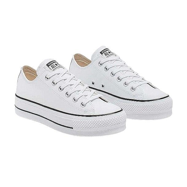 CONVERSE All-Star CHUCK TAYLOR ALL STAR LEATHER PLATFORM -אולסטאר פלטפורמה עור לבן
