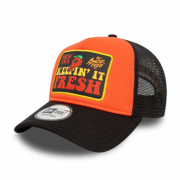��� ��� ���� ��� ���� ��� � NEW ERA Keepin It Fresh Patch Orange A-Frame Trucker Cap