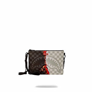 ��� �� ����������� � SPRAYGROUND DRIP CHECK SHARK CROSSOVER CLUTCH W/ SHOUDLER STRAP