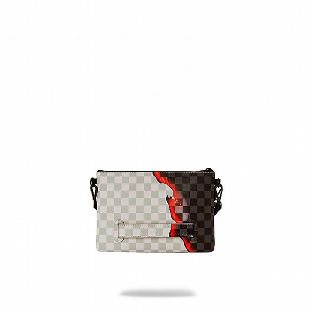 ��� �� ����������� � SPRAYGROUND DRIP CHECK SHARK CROSSOVER CLUTCH W/ SHOUDLER STRAP