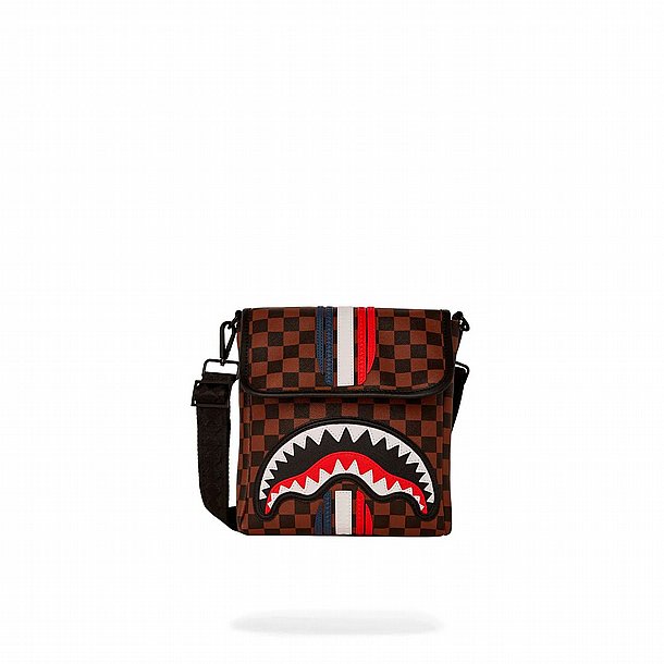 ��� �� ����������� � SPRAYGROUND CREAM CHECK SHARK CENTRAL MESSENGER SLING