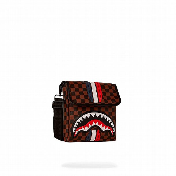 ��� �� ����������� � SPRAYGROUND CREAM CHECK SHARK CENTRAL MESSENGER SLING