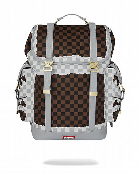 ��� �� ����������� -SPRAYGROUND CREAM AND BROWN TEAR CHECK MONTE CARLO BACKPACK
