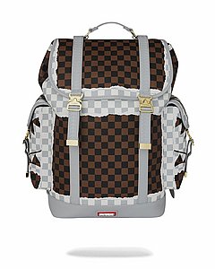 ��� �� ����������� -SPRAYGROUND CREAM AND BROWN TEAR CHECK MONTE CARLO BACKPACK