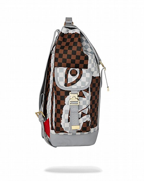 ��� �� ����������� -SPRAYGROUND CREAM AND BROWN TEAR CHECK MONTE CARLO BACKPACK