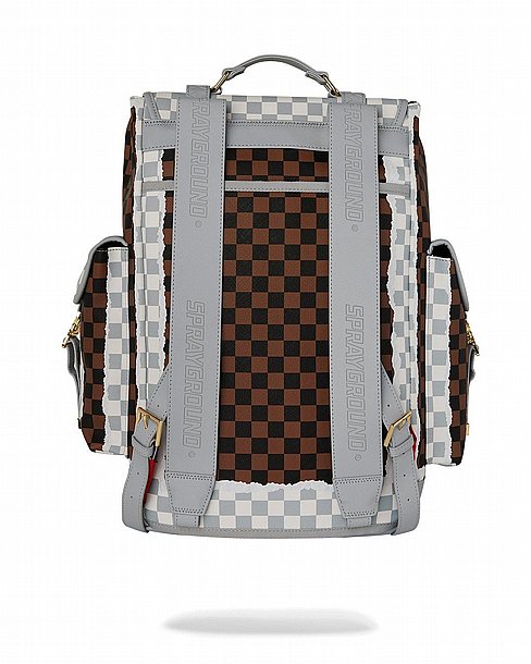 ��� �� ����������� -SPRAYGROUND CREAM AND BROWN TEAR CHECK MONTE CARLO BACKPACK