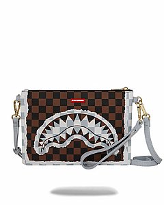 ��� �� ����' ����������� � SPRAYGROUND CREAM AND BROWN TEAR CHECK CROSSOVER CLUTCH