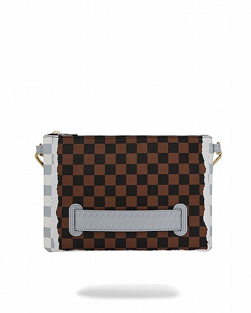 ��� �� ���� ����������� � SPRAYGROUND CREAM AND BROWN TEAR CHECK CROSSOVER CLUTCH