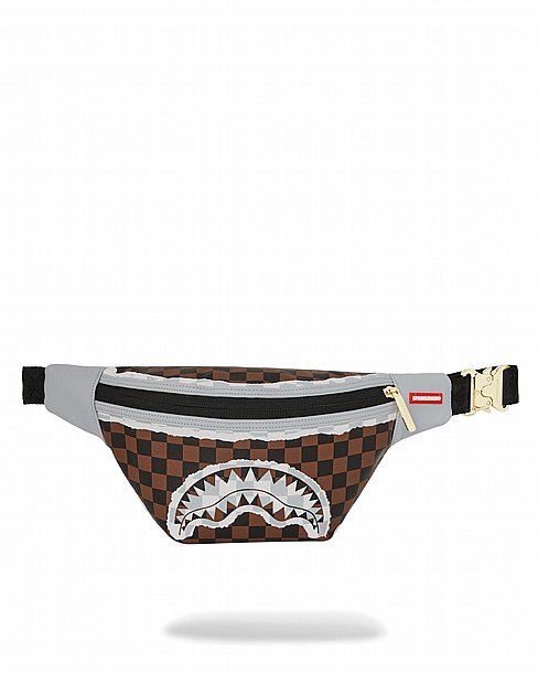 ��� ���� ����������� � SPRAYGROUND CREAM AND BROWN TEAR CHECK SAVVY CROSSBODY
