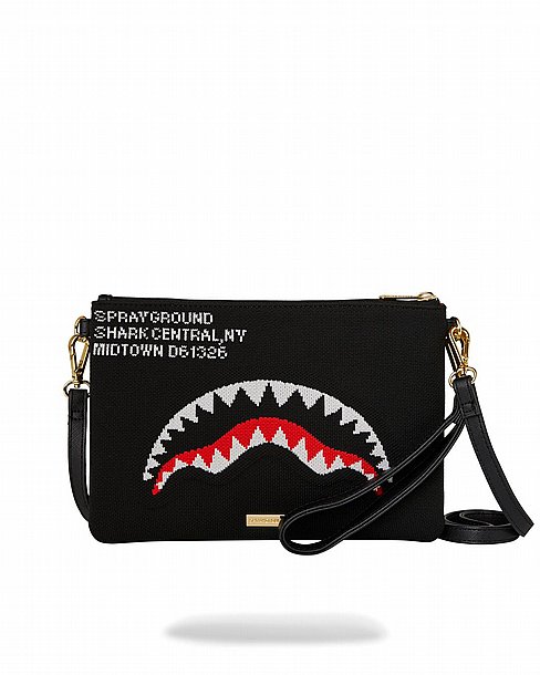 ��� �� ���� ����������� � SPRAYGROUND SHARK CENTRAL KNIT BLACK CROSSOVER CLUTCH