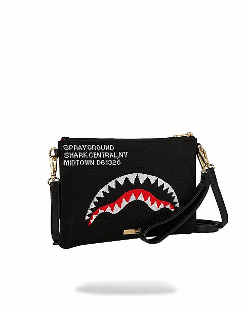 ��� �� ���� ����������� � SPRAYGROUND SHARK CENTRAL KNIT BLACK CROSSOVER CLUTCH