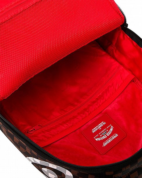 ��� �� ����������� -SPRAYGROUND BROWN AND CREAM DRIP CHECK SHARK BACKPACK