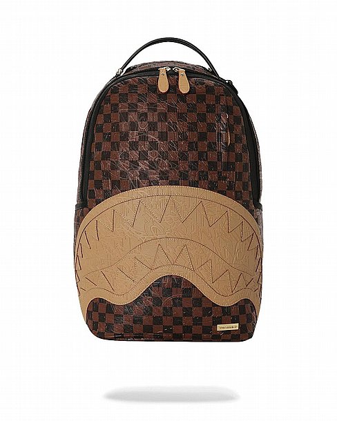 ��� �� ����������� -SPRAYGROUND EMBOSSED CHECK BROWN BACKPACK