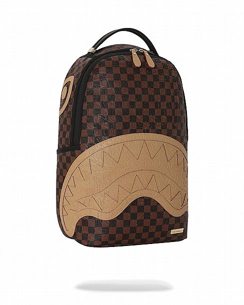 ��� �� ����������� -SPRAYGROUND EMBOSSED CHECK BROWN BACKPACK