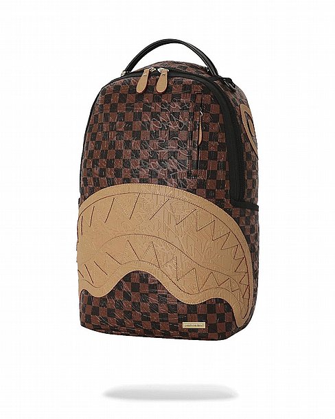 ��� �� ����������� -SPRAYGROUND EMBOSSED CHECK BROWN BACKPACK