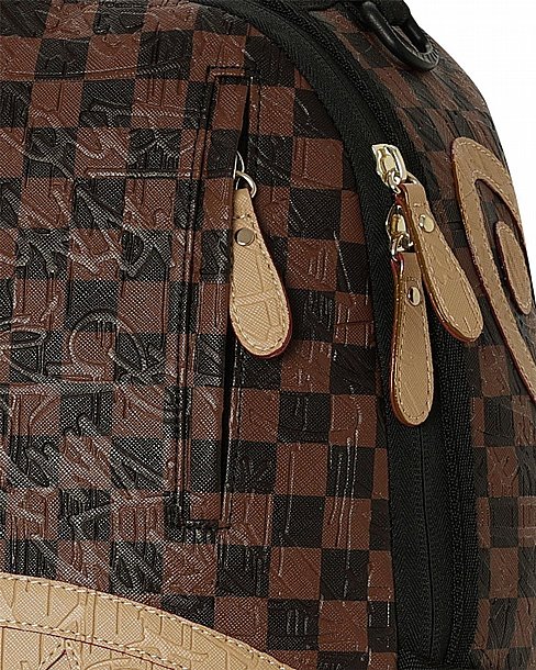 ��� �� ����������� -SPRAYGROUND EMBOSSED CHECK BROWN BACKPACK