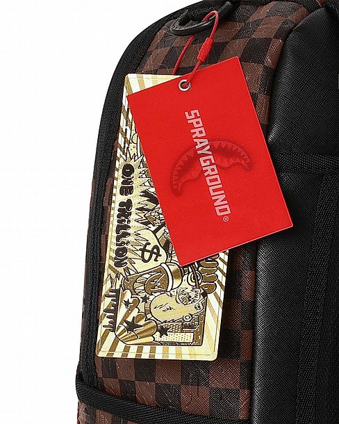 ��� �� ����������� -SPRAYGROUND EMBOSSED CHECK BROWN BACKPACK