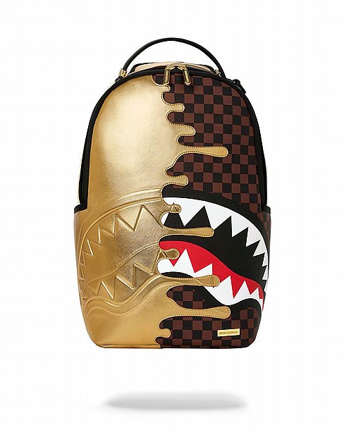 ��� �� ����������� -SPRAYGROUND SHARKS IN PARIS GOLD DRIP BACKPACK