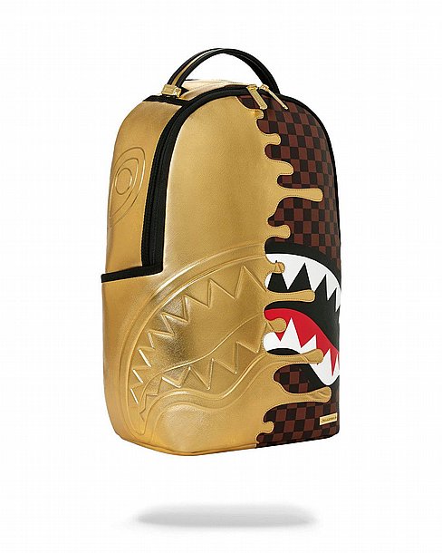 ��� �� ����������� -SPRAYGROUND SHARKS IN PARIS GOLD DRIP BACKPACK