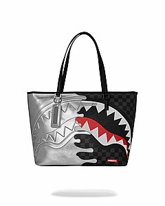 ��� �� ����������� � SPRAYGROUND SILVER SIDE DRIP BLACK CHECK TOTE